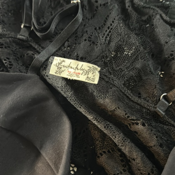 Free People Intimately Lace Mesh Night Rhythm Corset Black Bodysuit Size M - NEW - Picture 14 of 16